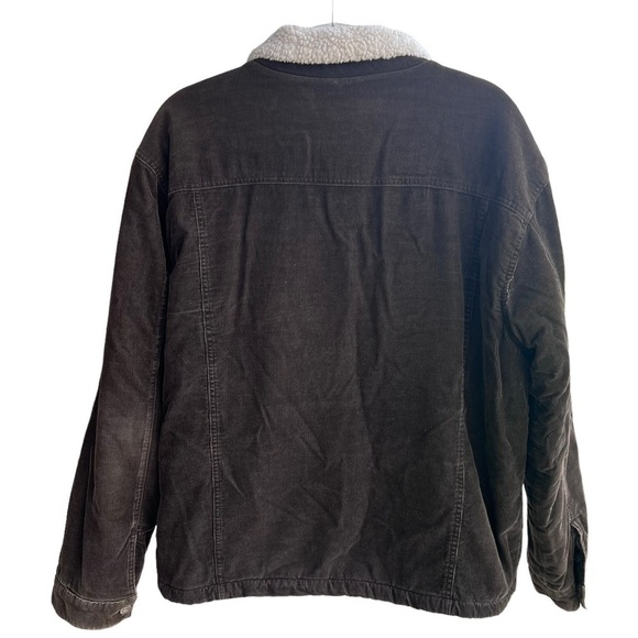 Pineapple Connection Sherpa Lined Corduroy Button Front Jacket Size Large Brown - Picture 2 of 12